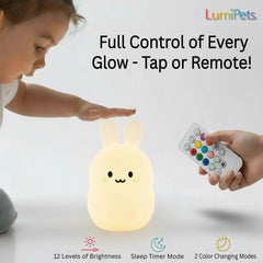 Lumipets Baxter Bunny Night Light remote close-up for easy control