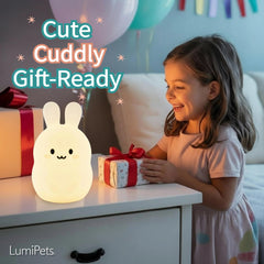 Lumipets Baxter Bunny Night Light side view with tap control