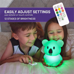 Keith Koala color-changing modes showcased with nine hues for playful or soothing lighting.