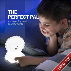 Lumipets Lion night light color-changing option supports gentle room ambiance.
