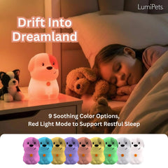 Lumipets Pepper bedside table setup in a kid bedroom.