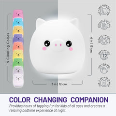 Lumipets Pig Night Light USB charging for cordless use