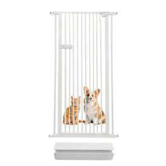 Lumizone extra-tall cat gate blocks jumping, 55.12 inches height, ideal for escape-prone cats.