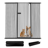 Lumizone extra-tall cat gate in-use, prevents cats from jumping over in a doorway.