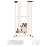Lumizone extra tall cat gate in-use blocks jumping in doorway for pet safety.