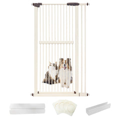 Lumizone extra tall cat gate shows 61.02-inch height for keeping pets contained in doorways.