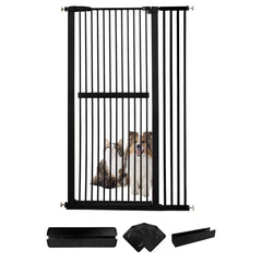 Lumizone extra tall cat gate in doorway for secure pet containment.