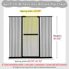 Lumizone extra tall cat gate wide 63.39-67.32in fits large openings