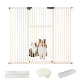 Lumizone extra tall gate 55.12 inches high in cream for stair containment.