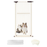 Lumizone extra tall cream gate prevents cat jumping over in doorway.