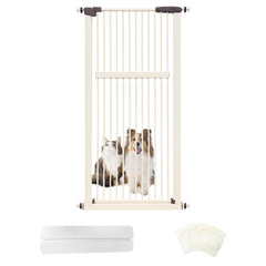 Lumizone extra tall cream gate prevents cat jumping over in doorway.