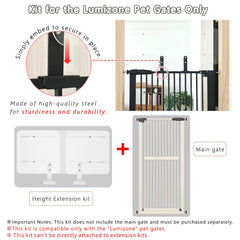 Lumizone pet gate height extension sliding panel enables easy width adjustment for various spaces