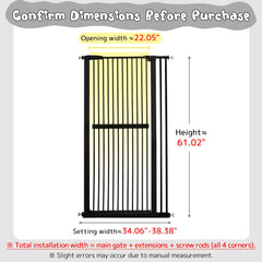Lumizone wide-width gate demonstrates adjustable panel span for 34 to 38 inch openings.