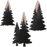 Lumncomfor wooden pine tree wall art set showing three-panel forest scene for cozy living spaces.
