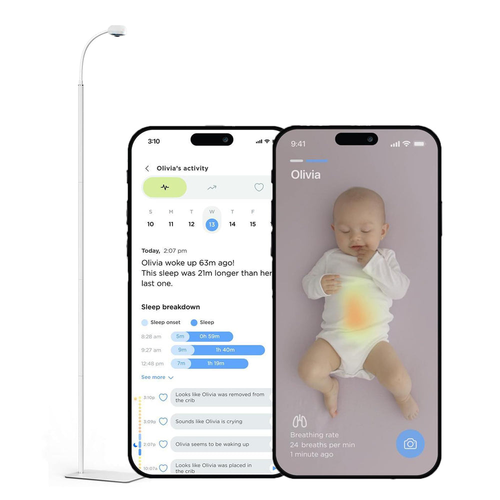 Luna Home Luna baby camera over crib view for real-time monitoring.