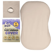 Lunapuer baby lounger cover cream closeup highlights waterproof protection for messes.