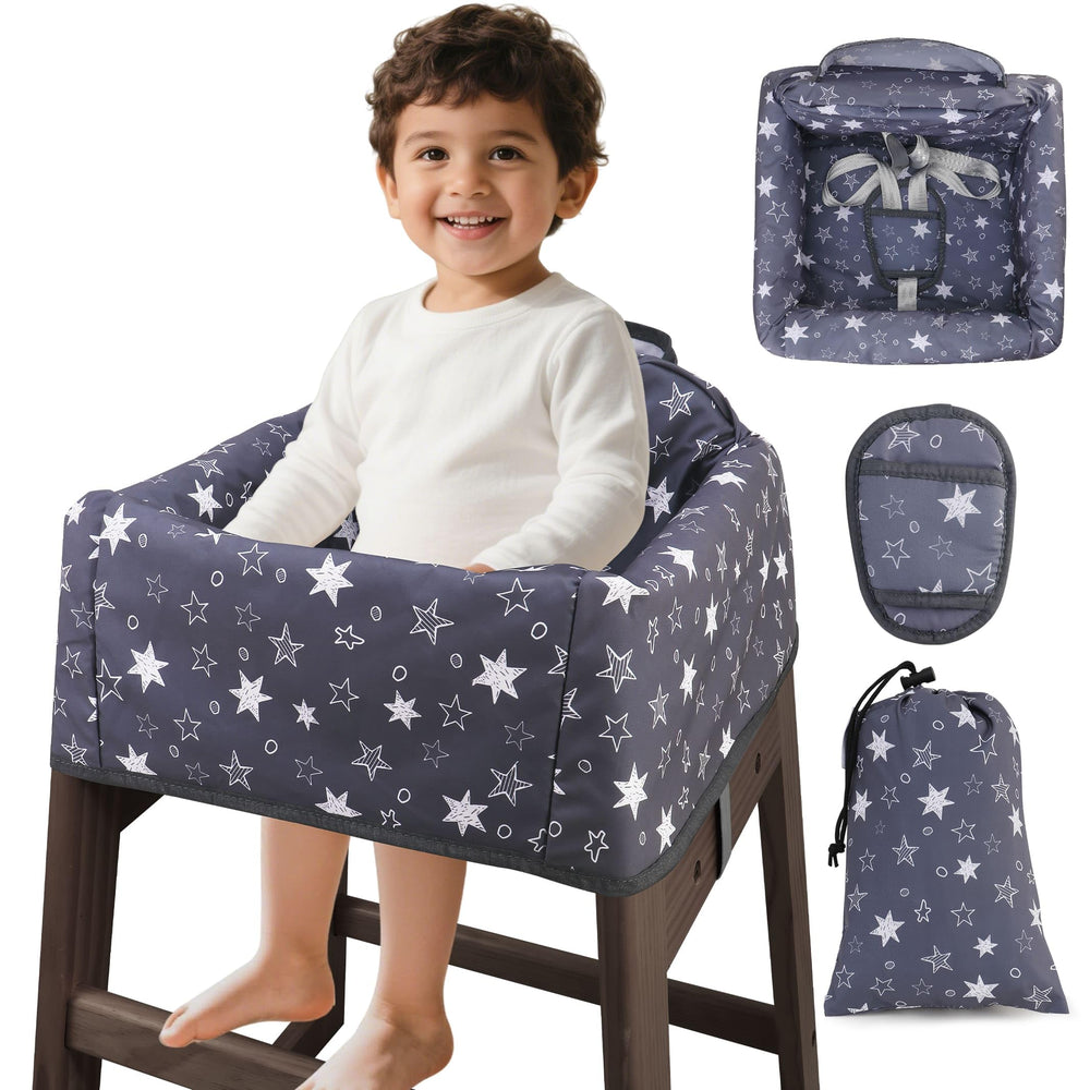Lunobubo Baby High Chair Cover waterproof fabric protects high chairs from spills with quick wipe cleanup.