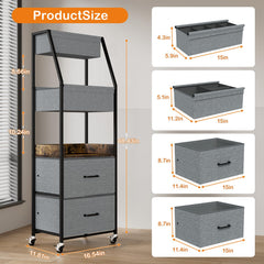 Lurgno diaper caddy cart 5-tier side drawer open for easy access