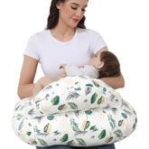 Lurui nursing pillow green leaves closeup shows soft cotton cover
