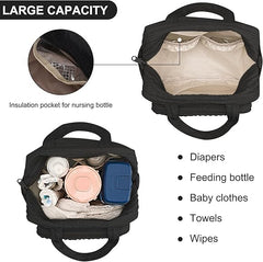 Lushandy Baby Diaper Bag Tote side slots for tissues and bottles on the go