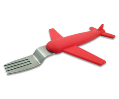 Luso Aviation Kids Airplane Fork and Spoon Set grip close-up aids small hands during meals