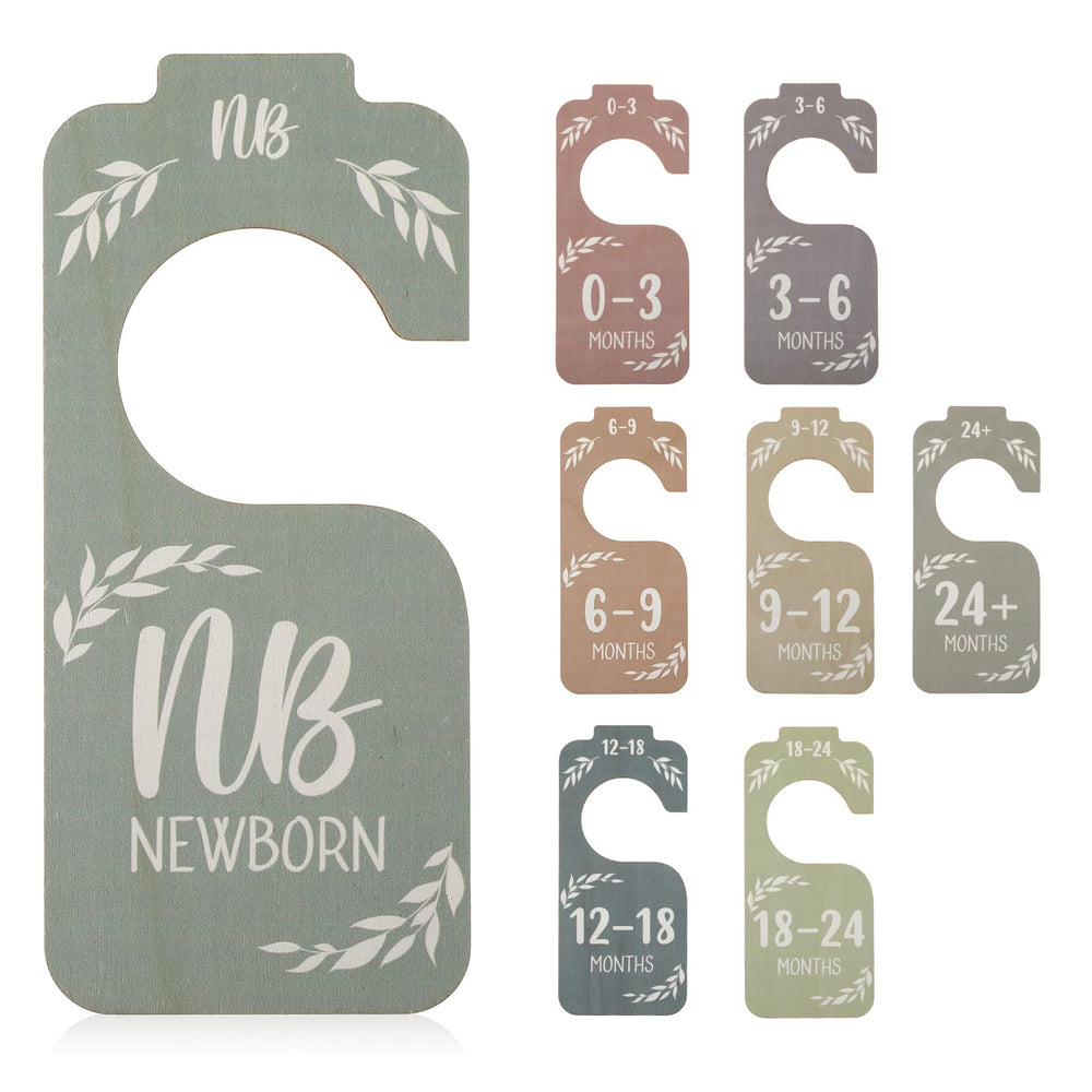 Lusofie wooden baby closet divider 8pcs showcasing durable, organized storage for newborn outfits.