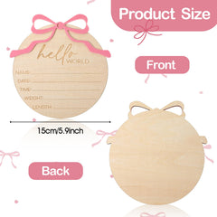 Lusofie wooden birth sign with Hello World for nursery displays.