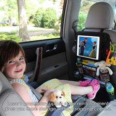 Lusso Gear backseat organizer side view highlighting its sturdy, sag-proof design