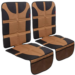 Lusso Gear car seat protector tan front view highlights thick padding for seat protection.