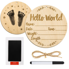 LUTER baby announcement sign with ink pad for handprint photo prop.
