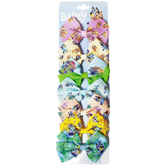 Luv Her Bluey hair bows seven-piece on card for easy gifting and organization