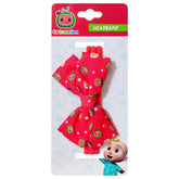 LUV HER cocomellon baby bow red close-up showcasing soft fabric and gentle hold