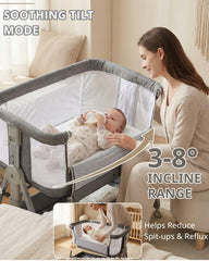 Luvkixen height-adjustable bassinet aligned with beds from 13.5 to 20 inches.