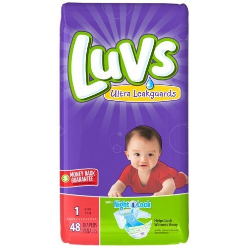 Luvs Stretch Size 1 Ultra LeakGuard diaper pack offers overnight leak protection.