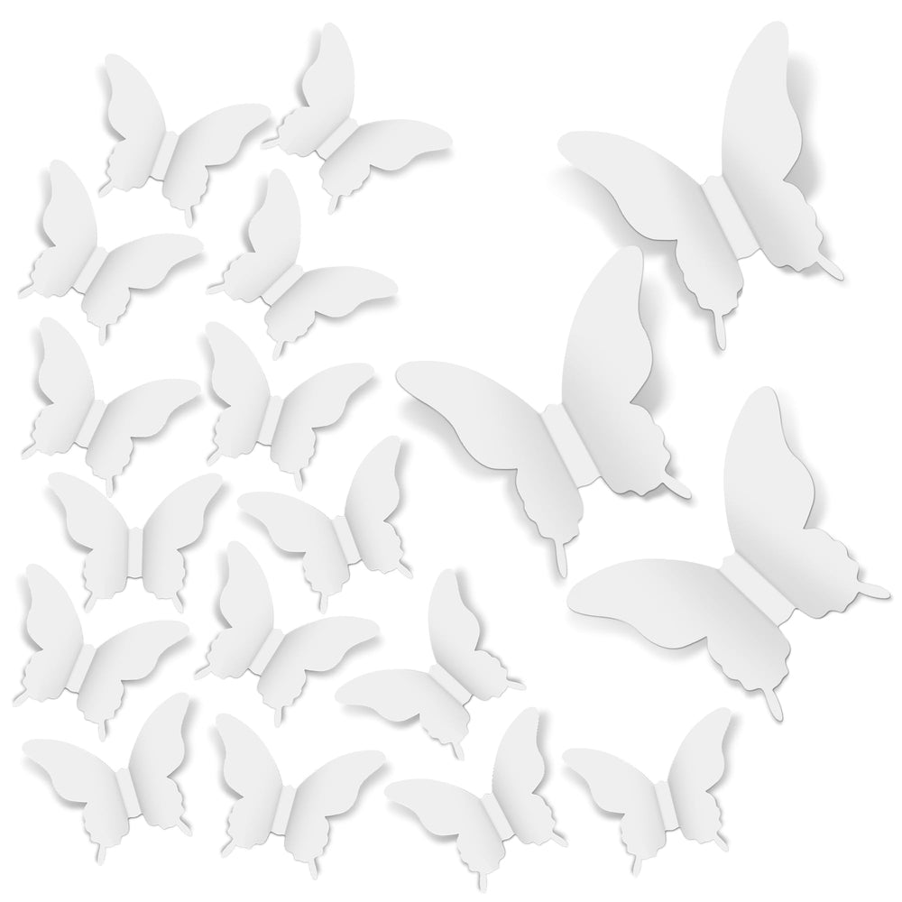 Luxbon 100pcs white butterfly decor set close-up with soft matte finish for nursery walls.