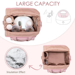 LUXJA breast pump bag interior keeps pump and parts protected and neatly organized