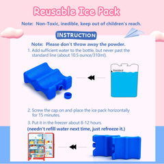 Luxja double-sided contoured ice pack fitting bottles emphasizes even cooling for four bottles.