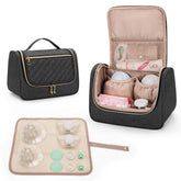 Luxja wearable breast pump bag main compartment with insulated pouches for pump and parts storage
