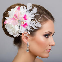 LUXLIBER pink real feather butterfly decoration sticks for bouquets and balloons