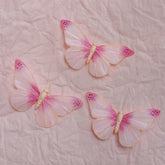 LUXLIBER pink real feather butterfly wings closeup for elegant wall decor