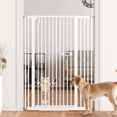 LuxTrsde extra tall gate in doorway blocks tall pets from jumping.