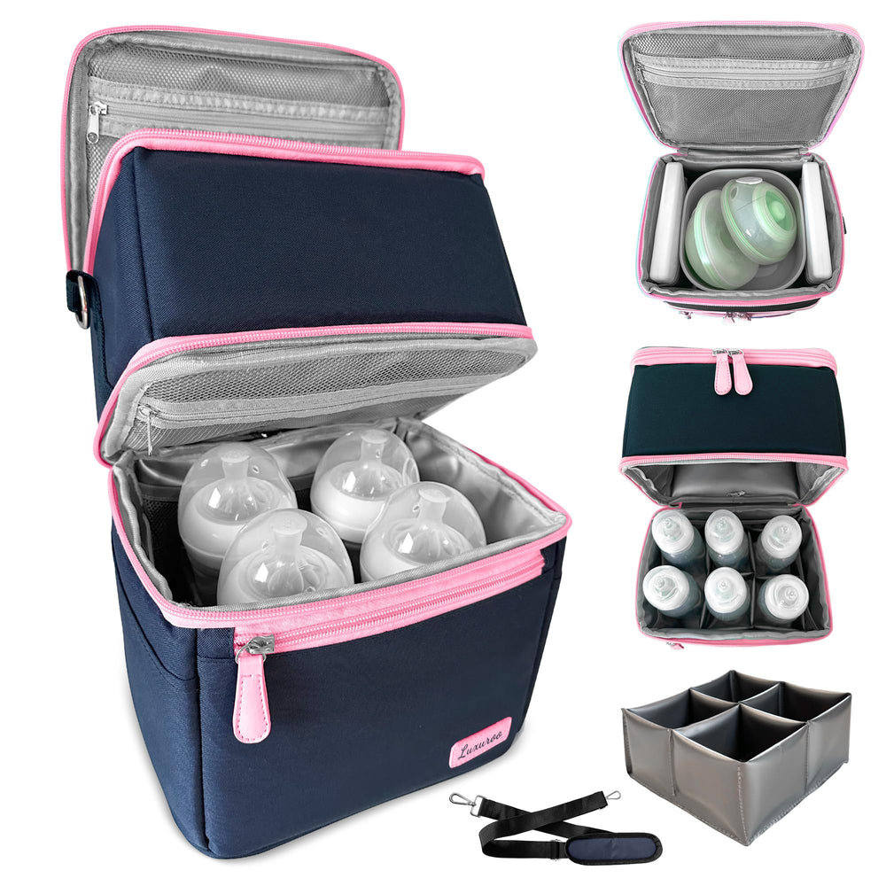 Luxuroo cool insulated breast milk cooler bag front view for on-the-go storage