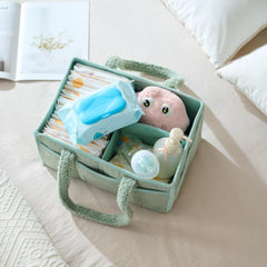 Luxury Little diaper caddy 15x10x7 dimensions provide spacious storage at changing tables.