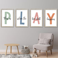 LuZhiQiang Lets-Play wall art wood signs 16x24 brightening kids' play space