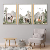 LuZhiQiang wild woodland deer poster adds nature-inspired nursery charm.