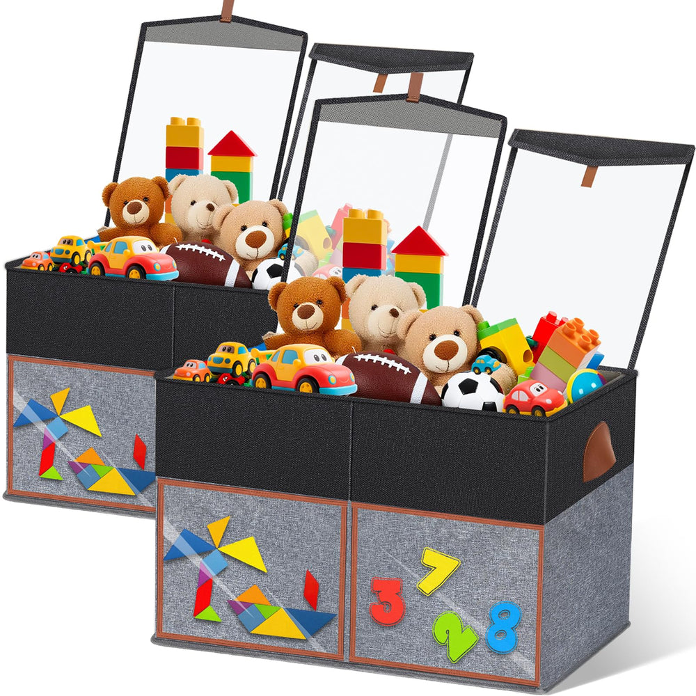 LVGOATH toy storage box with closed lids keeps toys organized and visible for quick pickup.