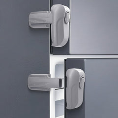 Lwuzkdo fridge lock front view demonstrates compact design for kidproof kitchens.