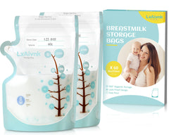 LXAIVNK breastmilk storage bag 8oz with 60-count pack demonstrates safe, BPA-free freezer storage