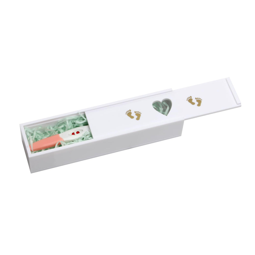 Lxmxgk pregnancy test keepsake box front view displays crystal-clear acrylic storage for memories.
