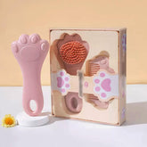 Lyaiwever baby hair brush in pink offers gentle silicone grooming for delicate scalps.